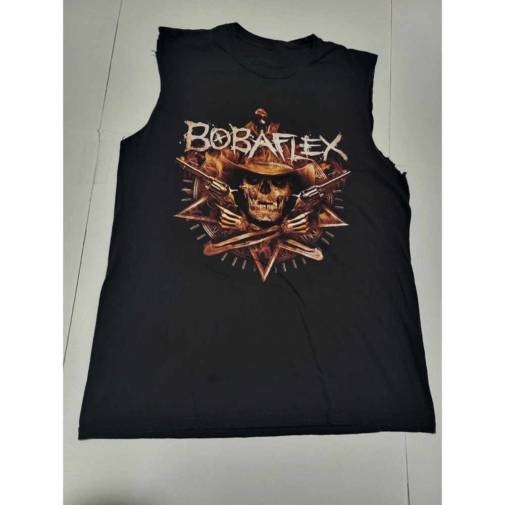 (#L2) Bobaflex Cowboy “Bury Me With My Guns On” Skull T-Shirt XL Sleeveless